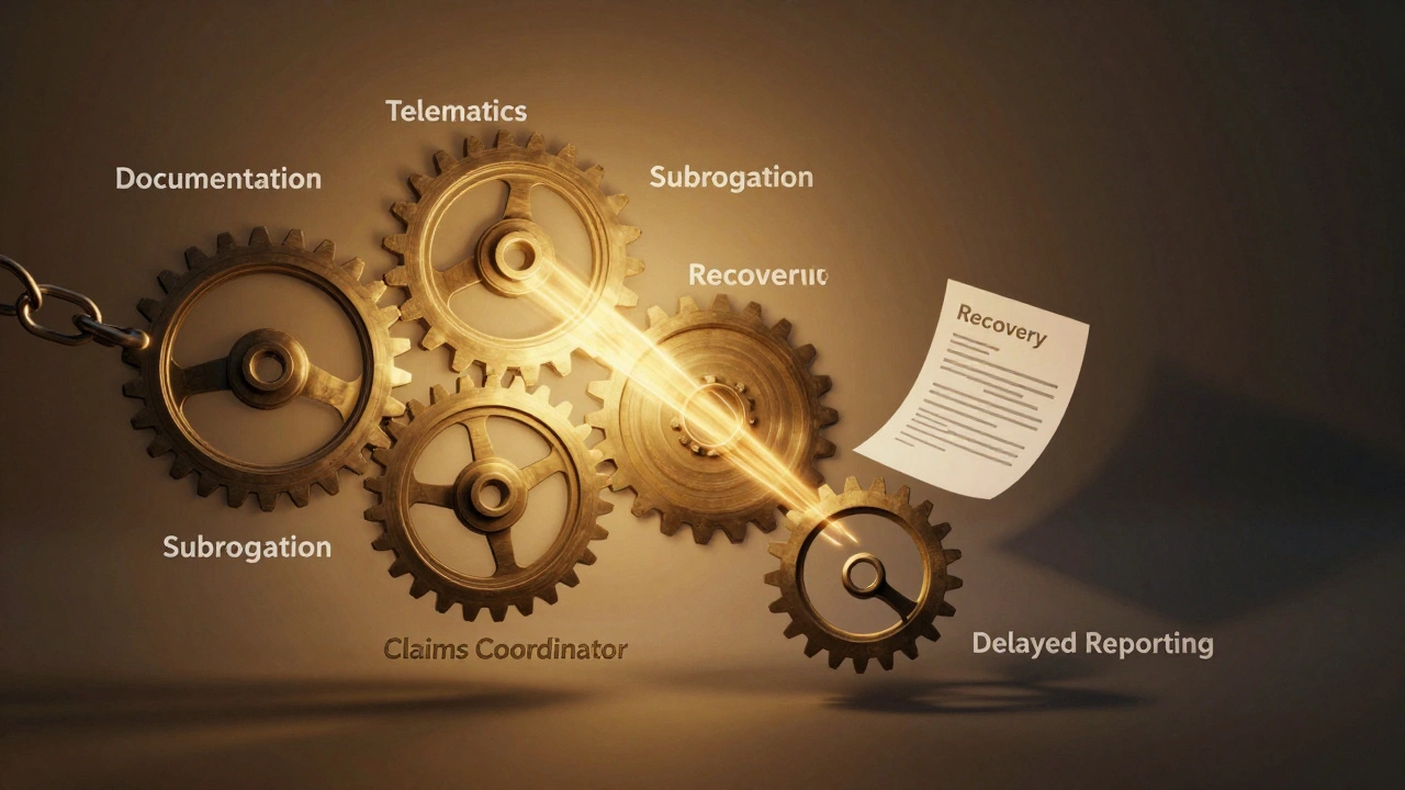 Mechanical gears symbolizing accident management processes working together for recovery.