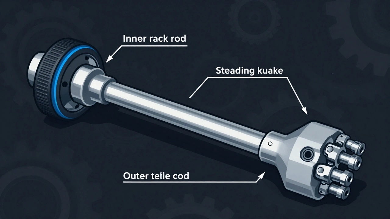 Cross-section diagram of steering linkage showing force flow