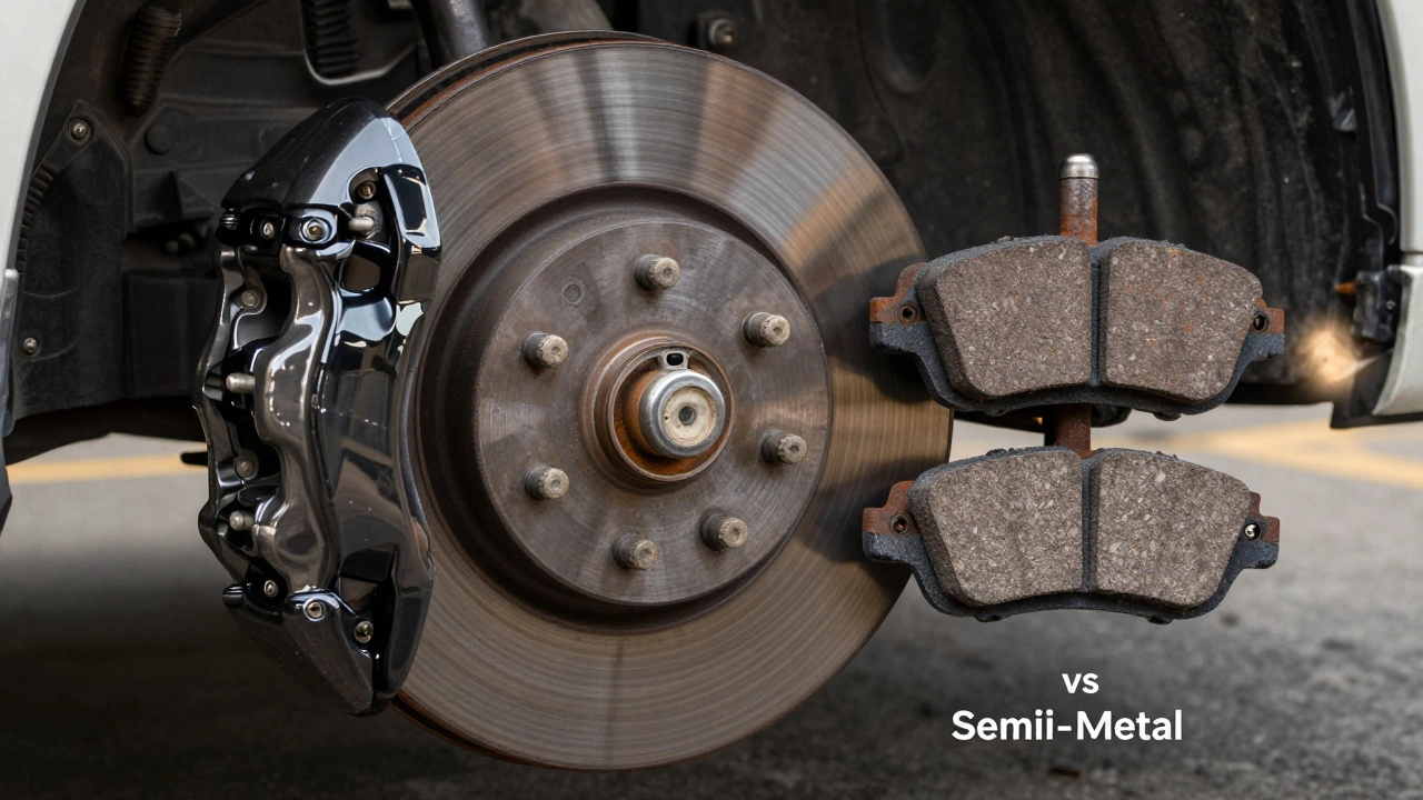 Cross-section of brake components showing greased versus dry caliper pins and padded with or without shims.