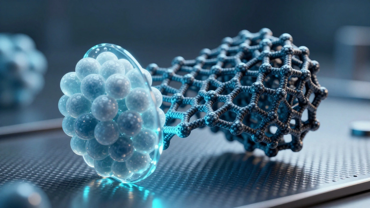 Microscopic view of carbon lattice versus silica shield