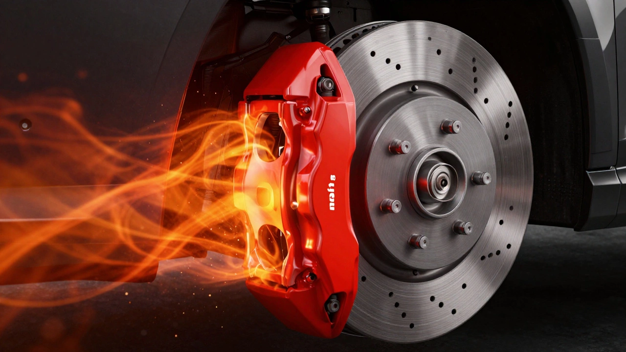 3D render of brake rotor heat dissipation and gas evacuation