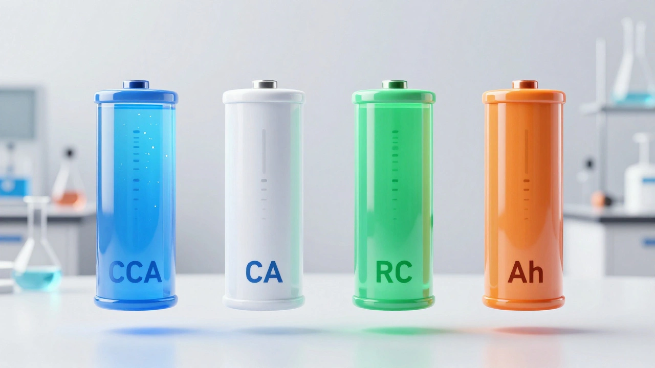 Conceptual graphic comparing four battery rating types