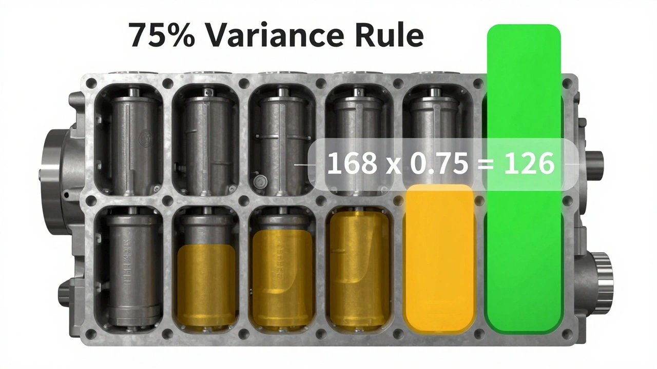 Visual representation of engine cylinder pressure variance with one low reading