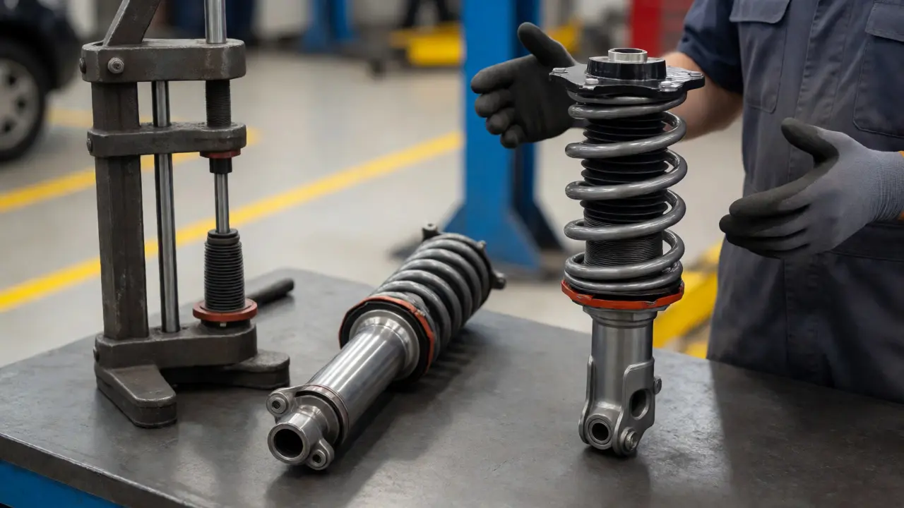 Comparison of a bare strut with tools versus a complete pre-assembled strut unit.