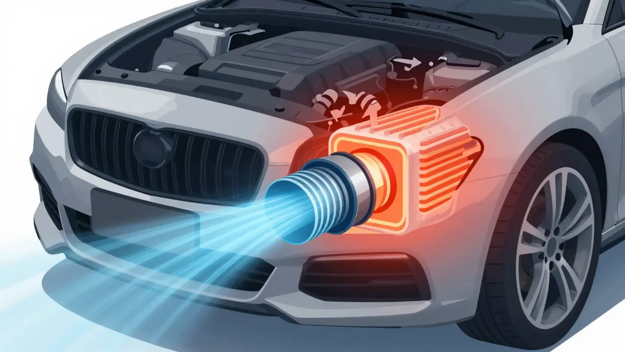 Diagram of closed intake isolating air from engine heat
