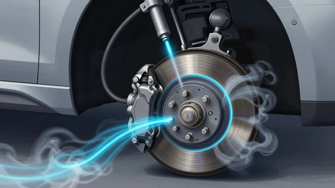 Illustration of hydraulic brake system pressure and heat dissipation