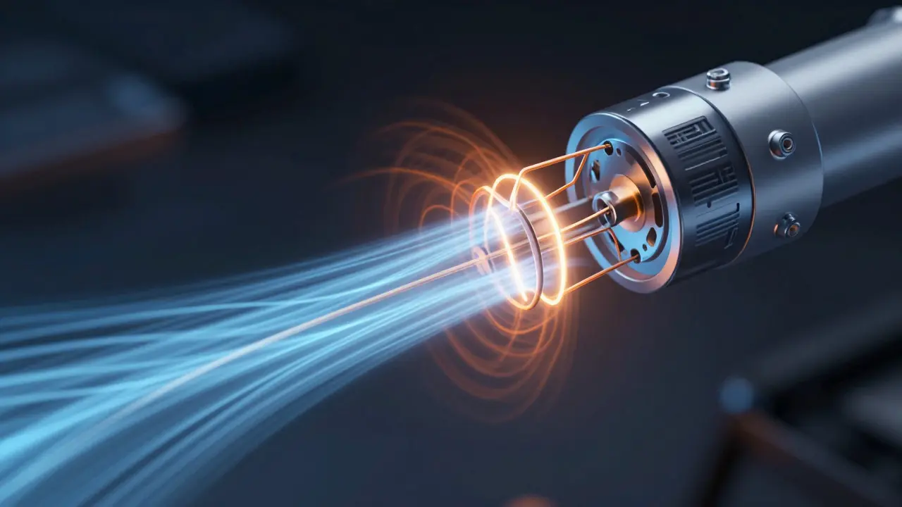 Illustration showing airflow passing over the heated wires inside a MAF sensor