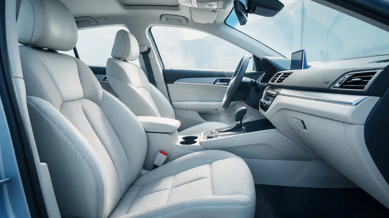 Freshly steamed and sanitized clean car interior