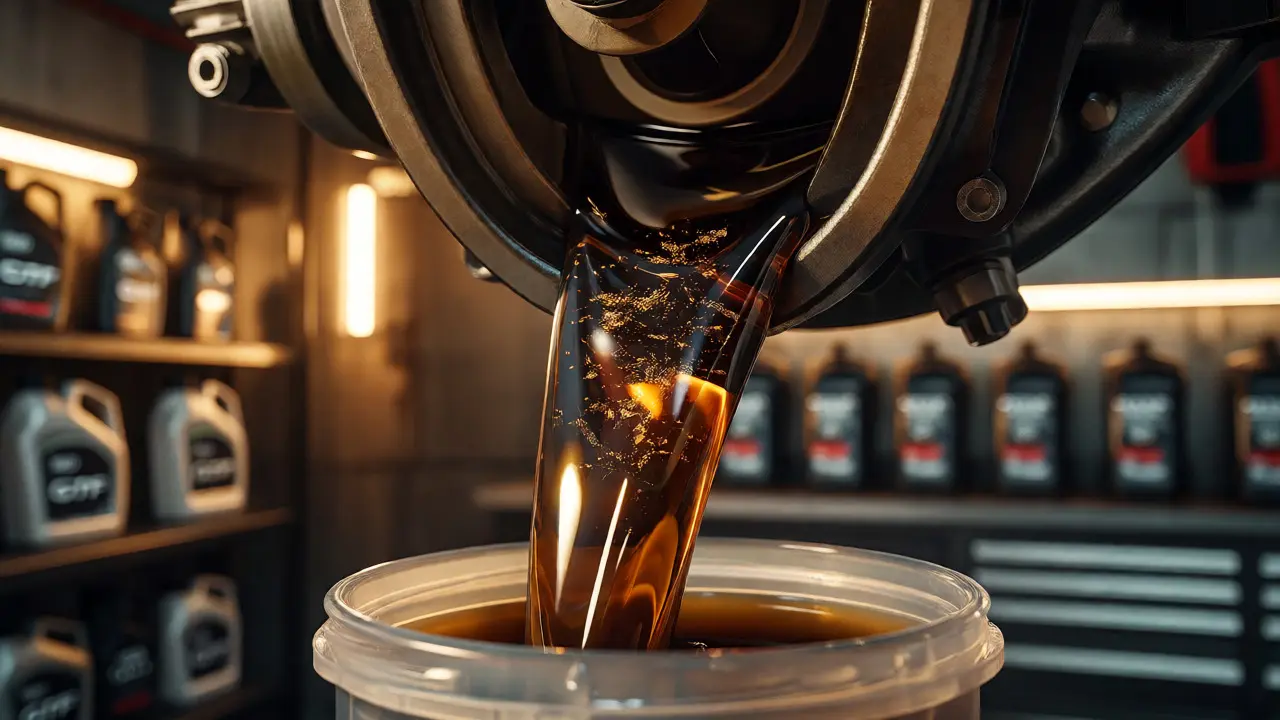 Metallic flakes visible in drained Audi differential fluid
