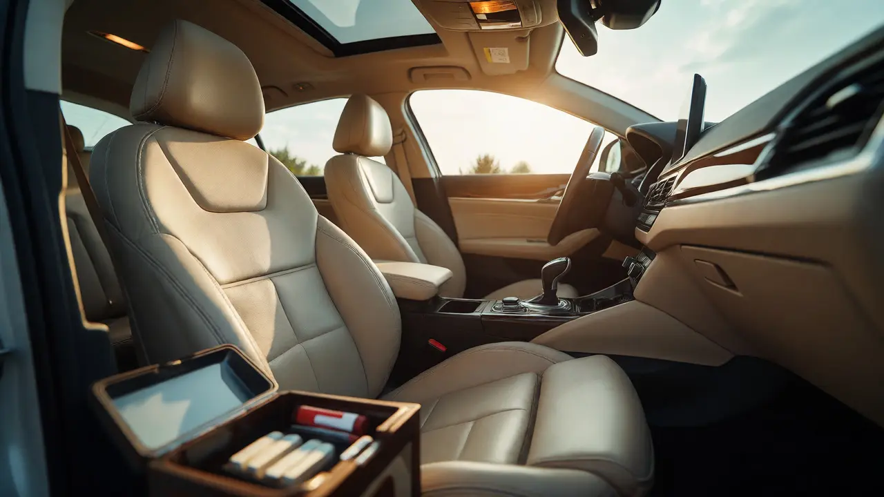 Restored car interior showing seamless repair of a leather seat
