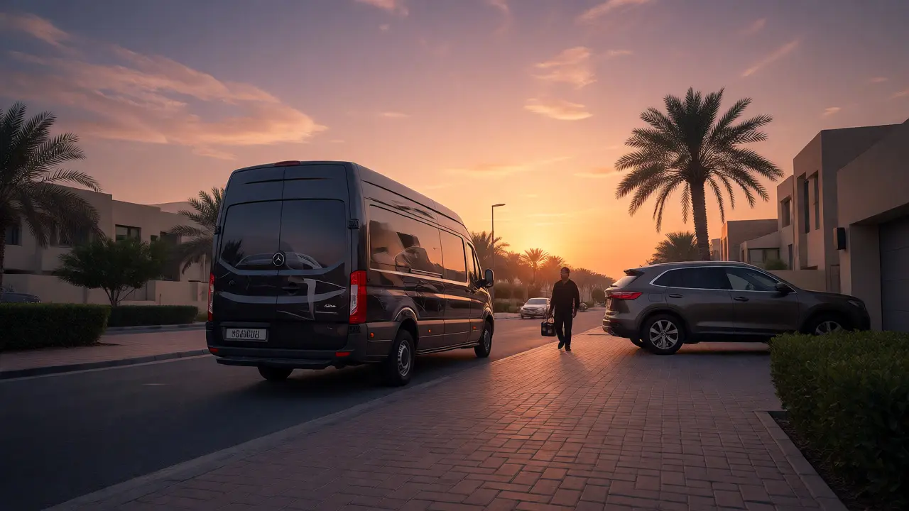 Service van arriving at Dubai home for battery swap